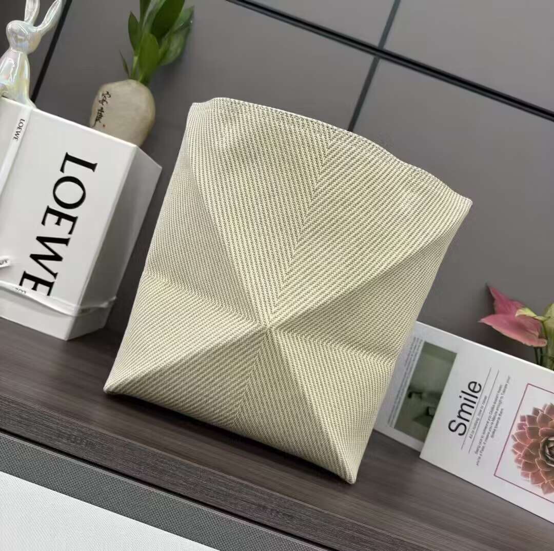 L0ew* puzzle fold leather-trimmed canvas tote-25.5*14.5*31.5cm