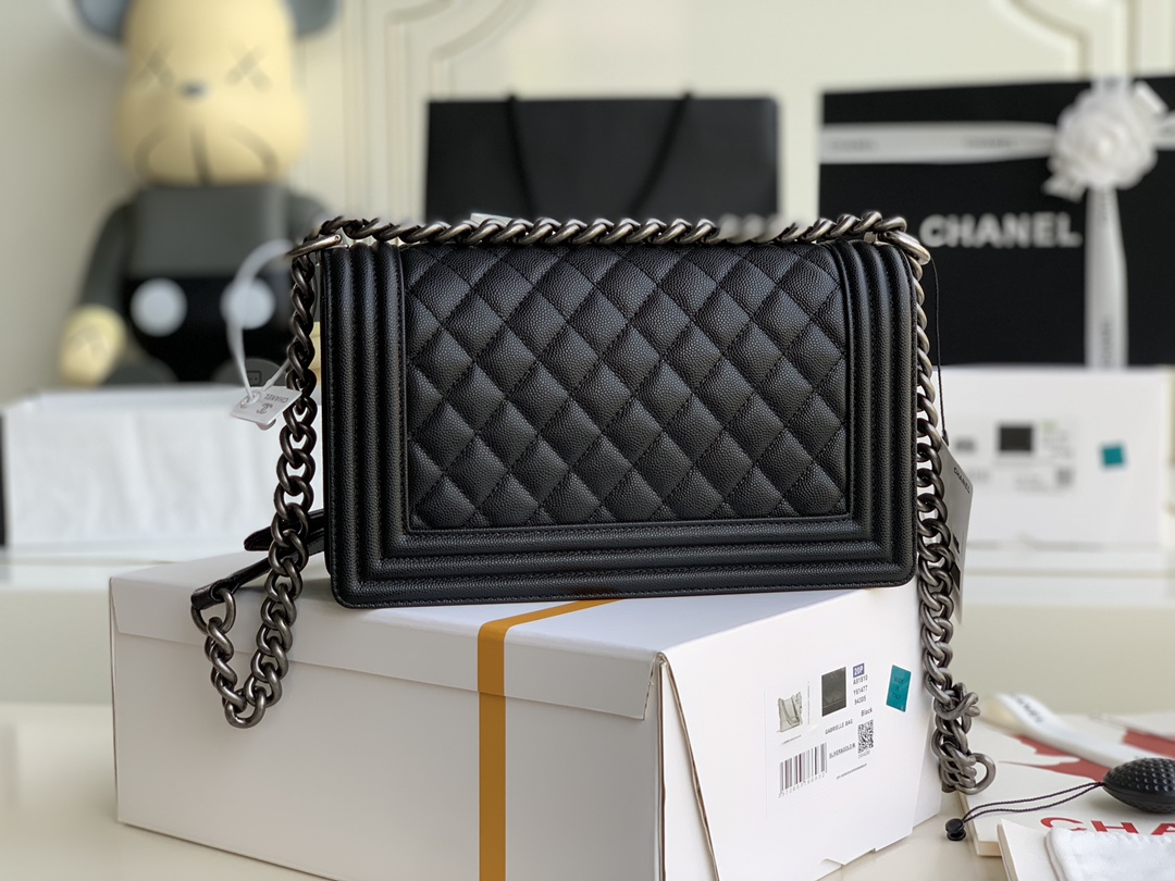 Ch@nel Boy Bag-Caviar-25CM