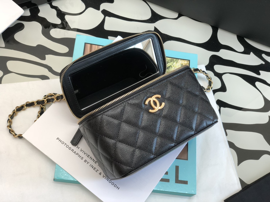 Ch@nel Cosmetic Bag-Caviar-18CM