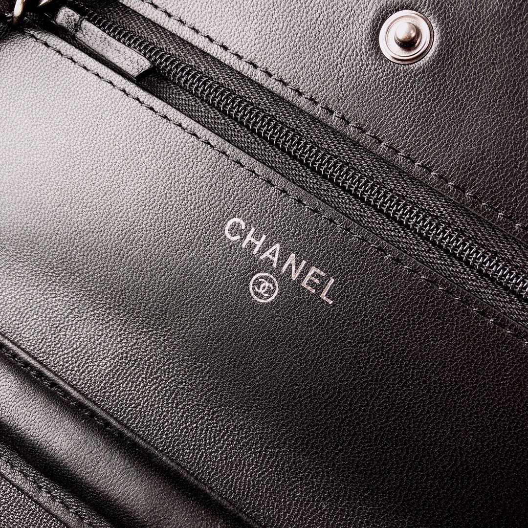 Ch@nel Wallet On Chain-Silver Hardware-19*12*3.5CM