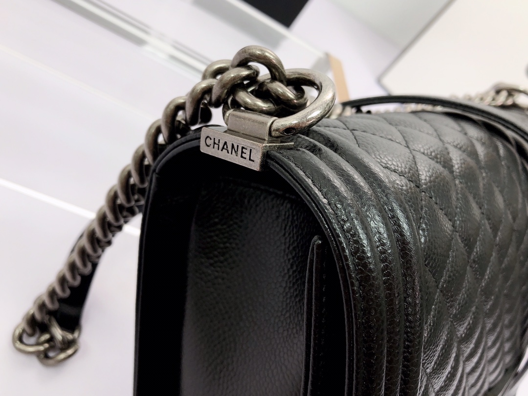 Ch@nel Boy Bag-Caviar-28CM