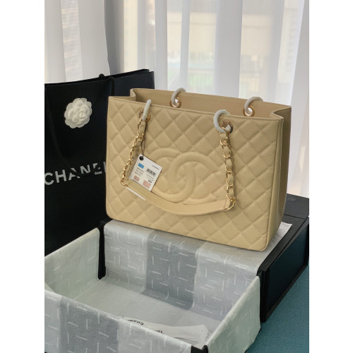 Ch@nel Grand Shopping Tote-Gold Hardware-34x24x12CM