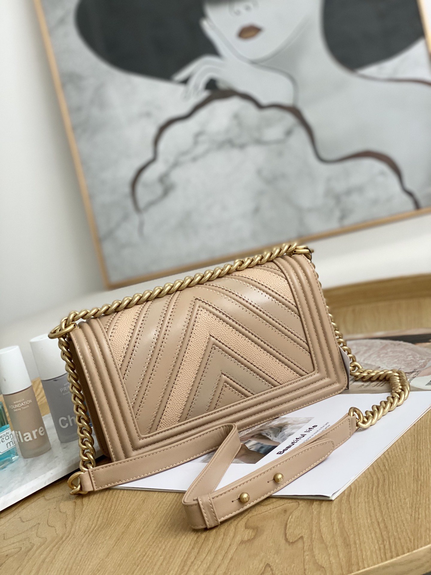 Ch@nel Boy Bag-Caviar-25*16*9CM