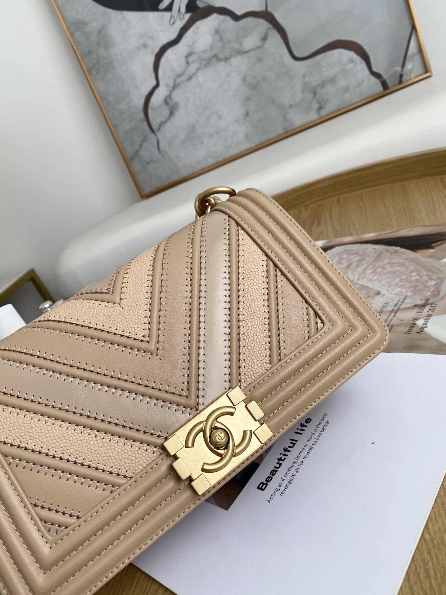 Ch@nel Boy Bag-Caviar-25*16*9CM