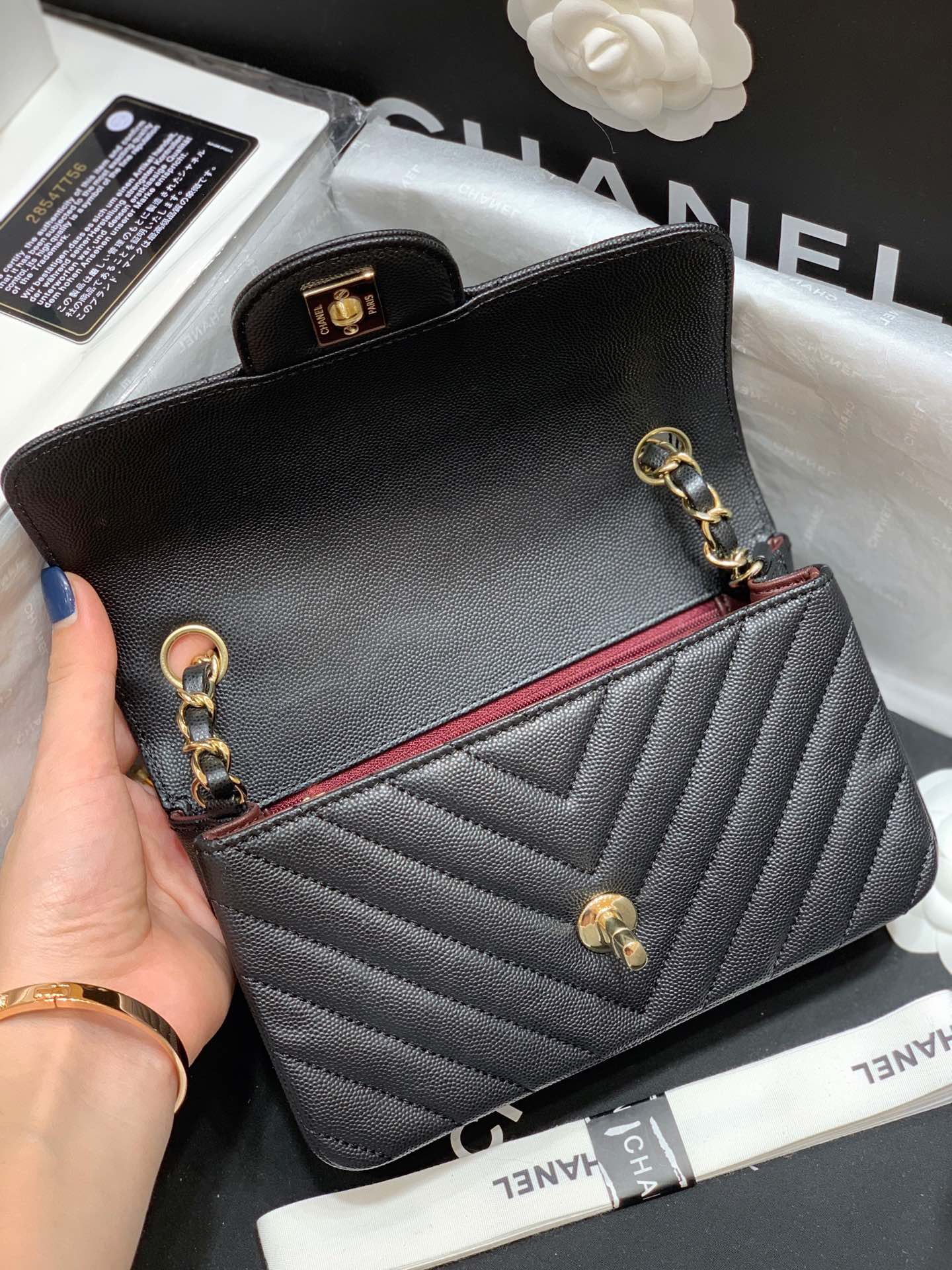 Ch@nel Flap Bag-Caviar-Gold Hardware-20CM