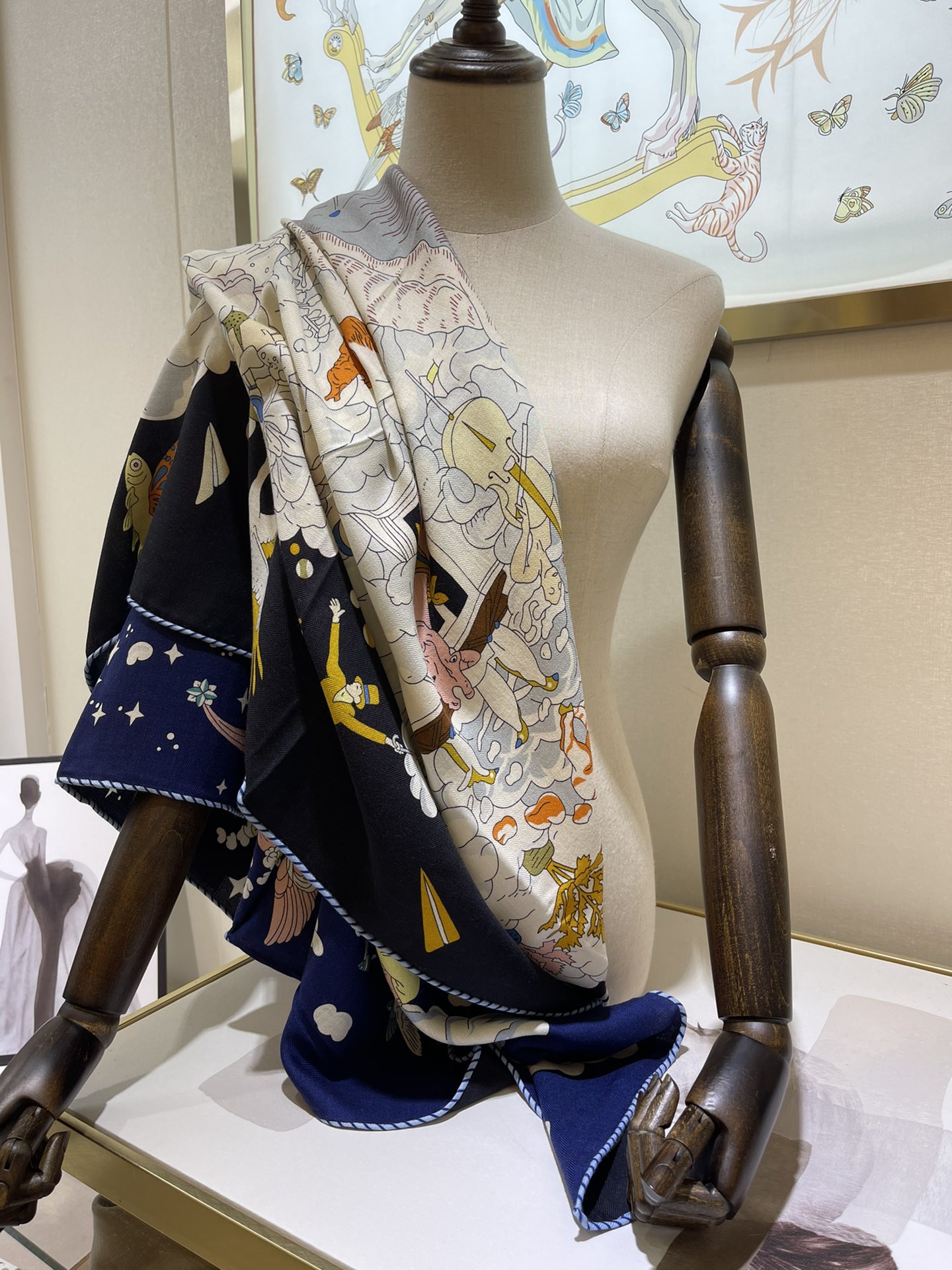 H**mes square towel-140*140cm