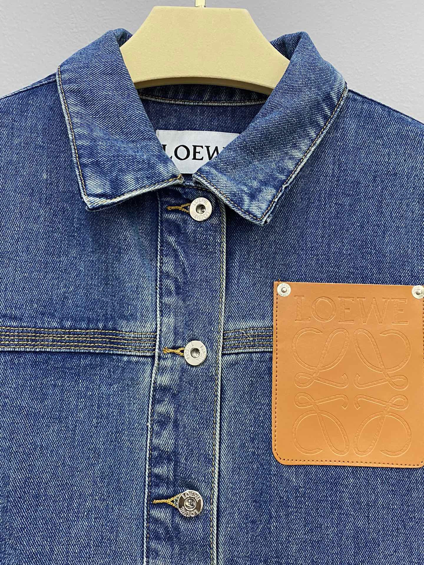 L0ew* anagram-debossed denim jacket