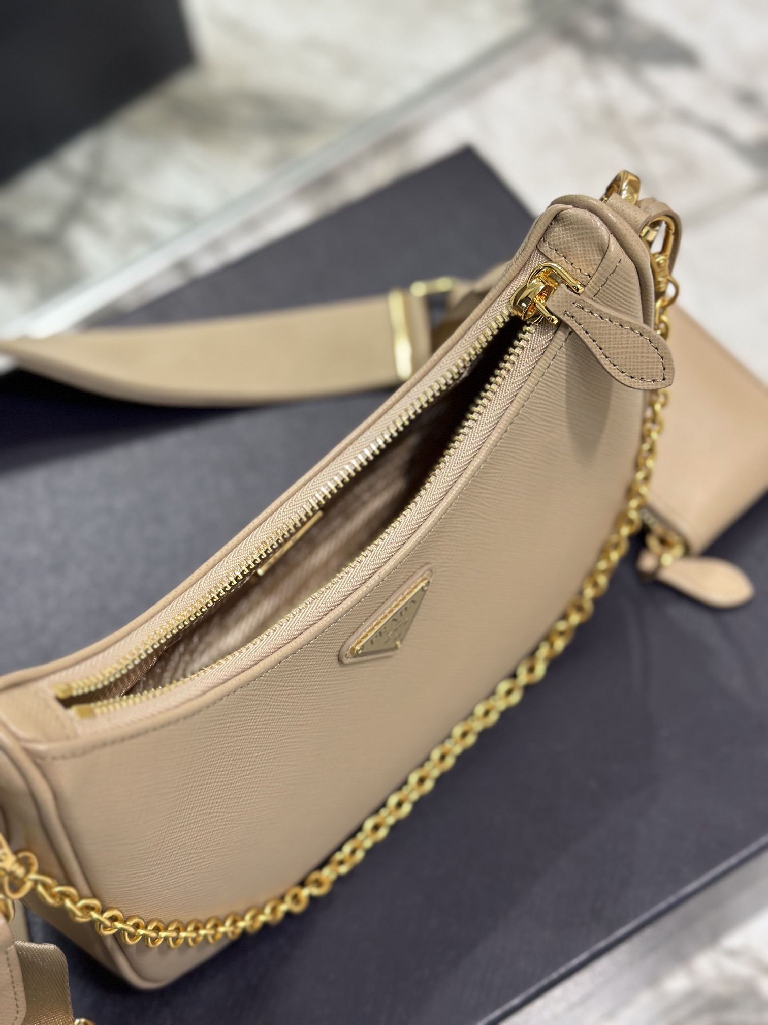 Pra*a nylon hobo bag-bh204 -23*17*6.5cm