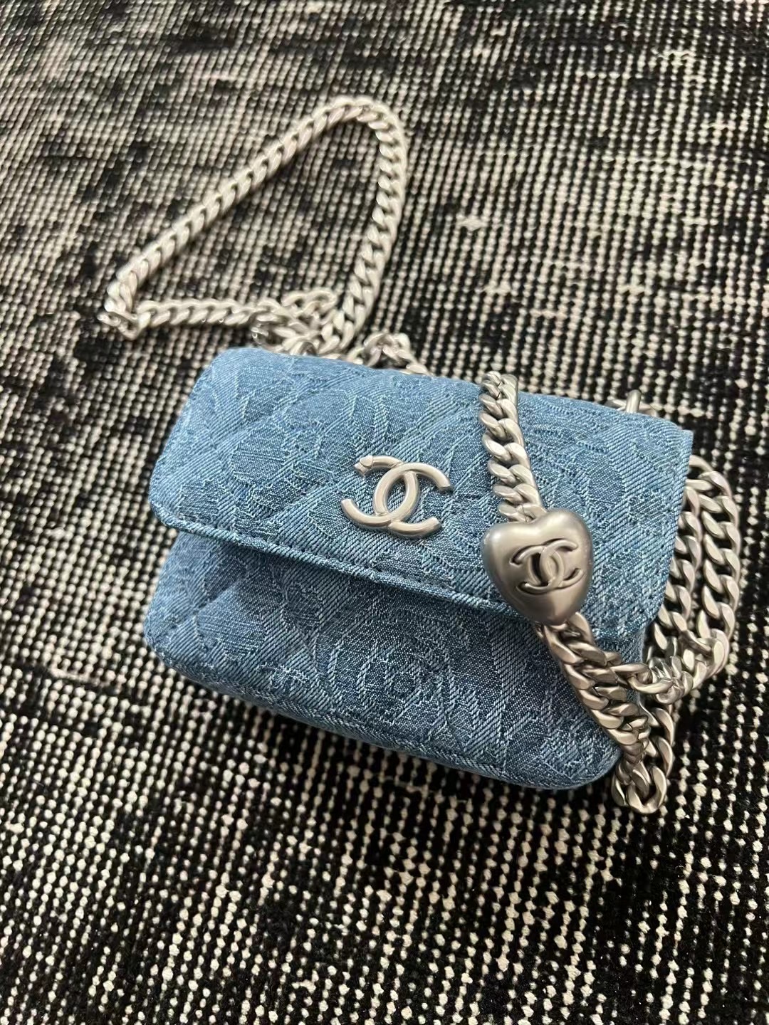 Ch@nel Denim Mini Chain Bag