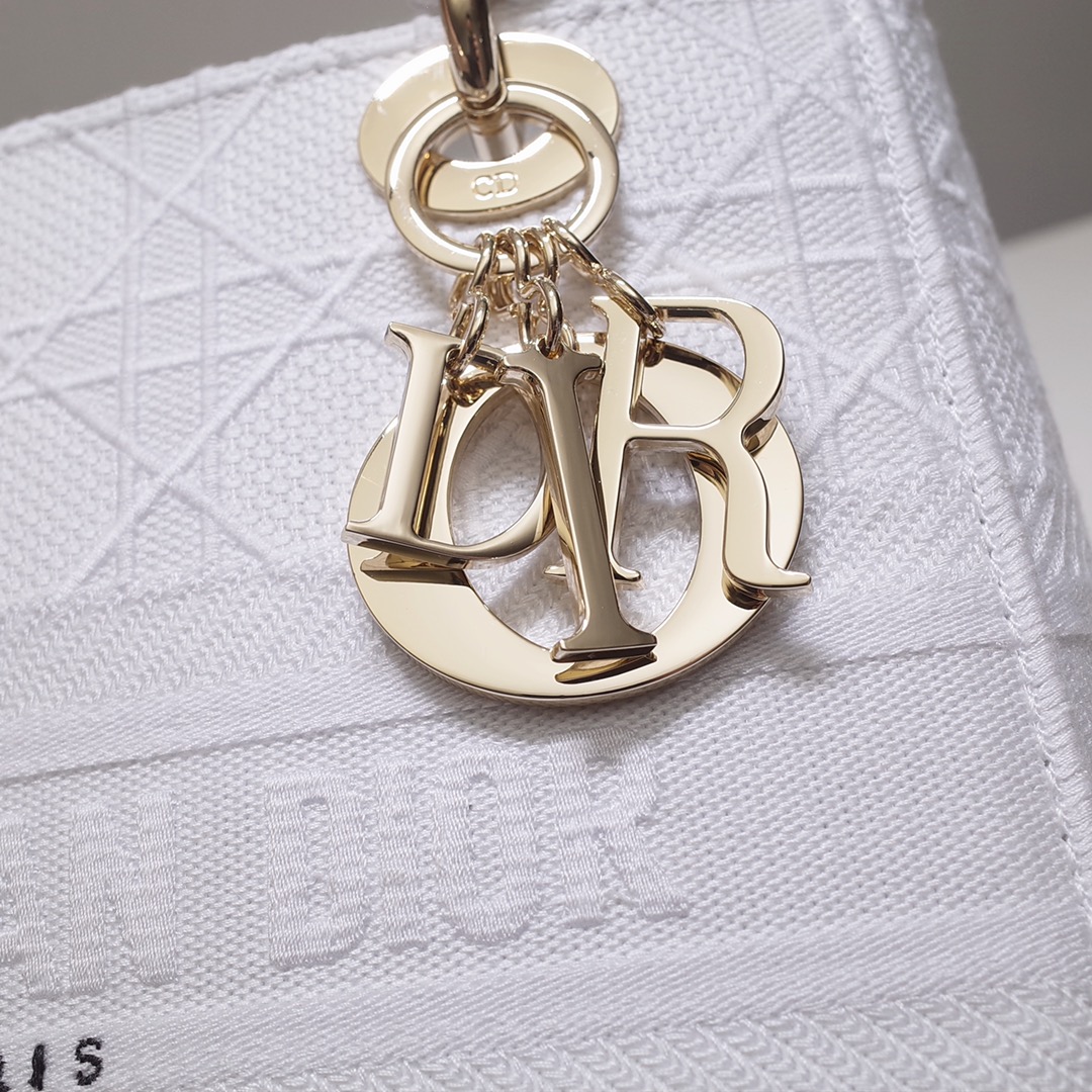 lady D*or handle bag with gold hardware-24cm