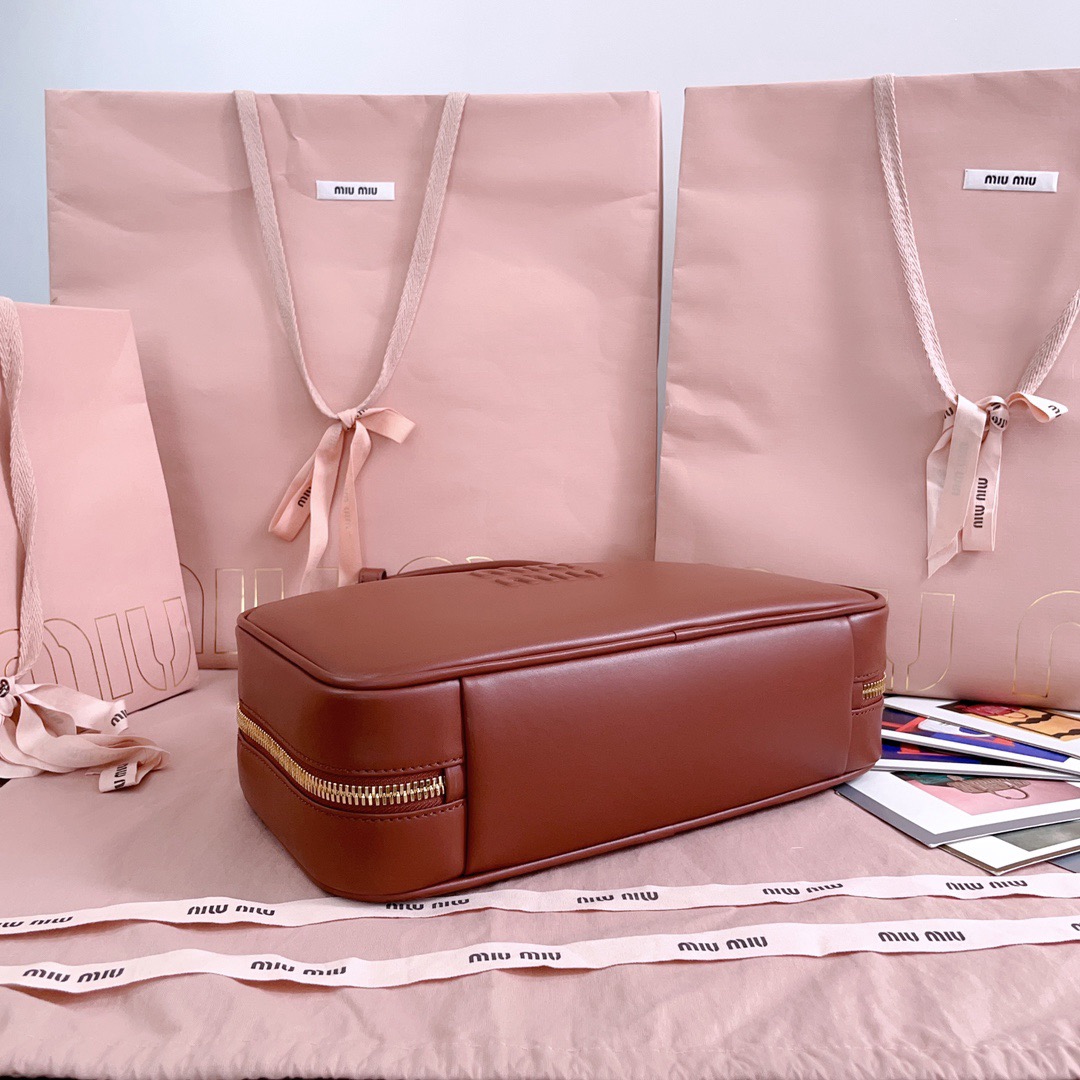 M1um1u leather top handbag-29x17x9cm