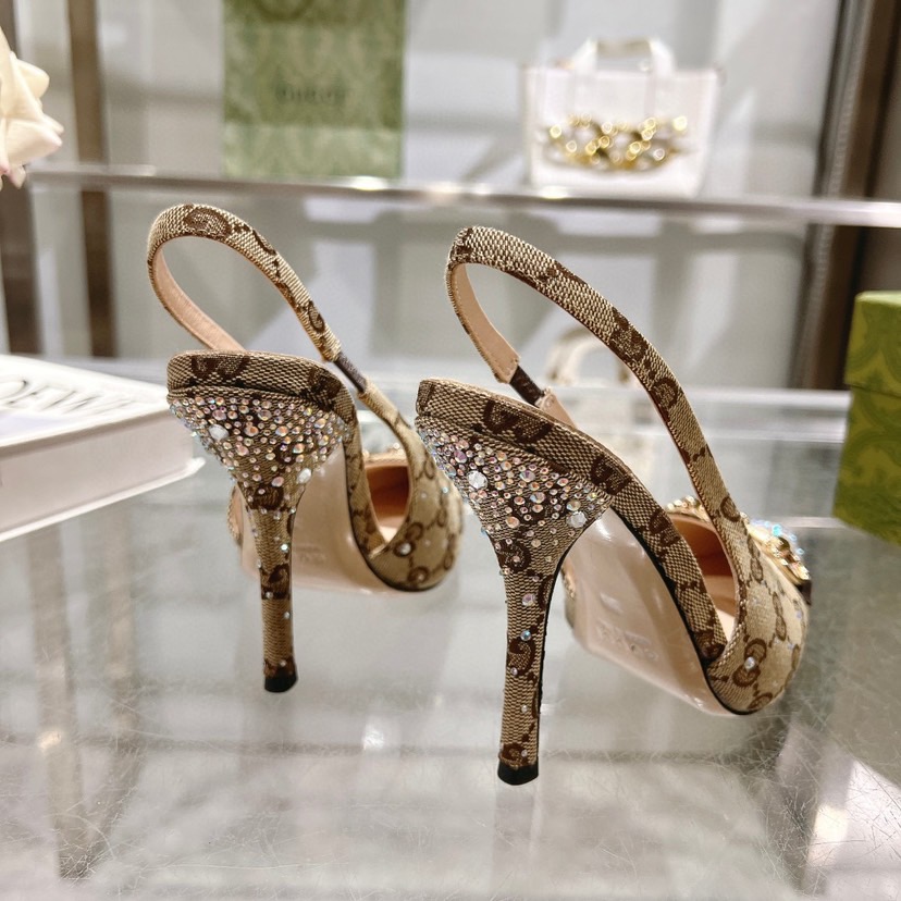 Gv*c* Horsebit Slingback Pumps In GG Canvas-8.5CM