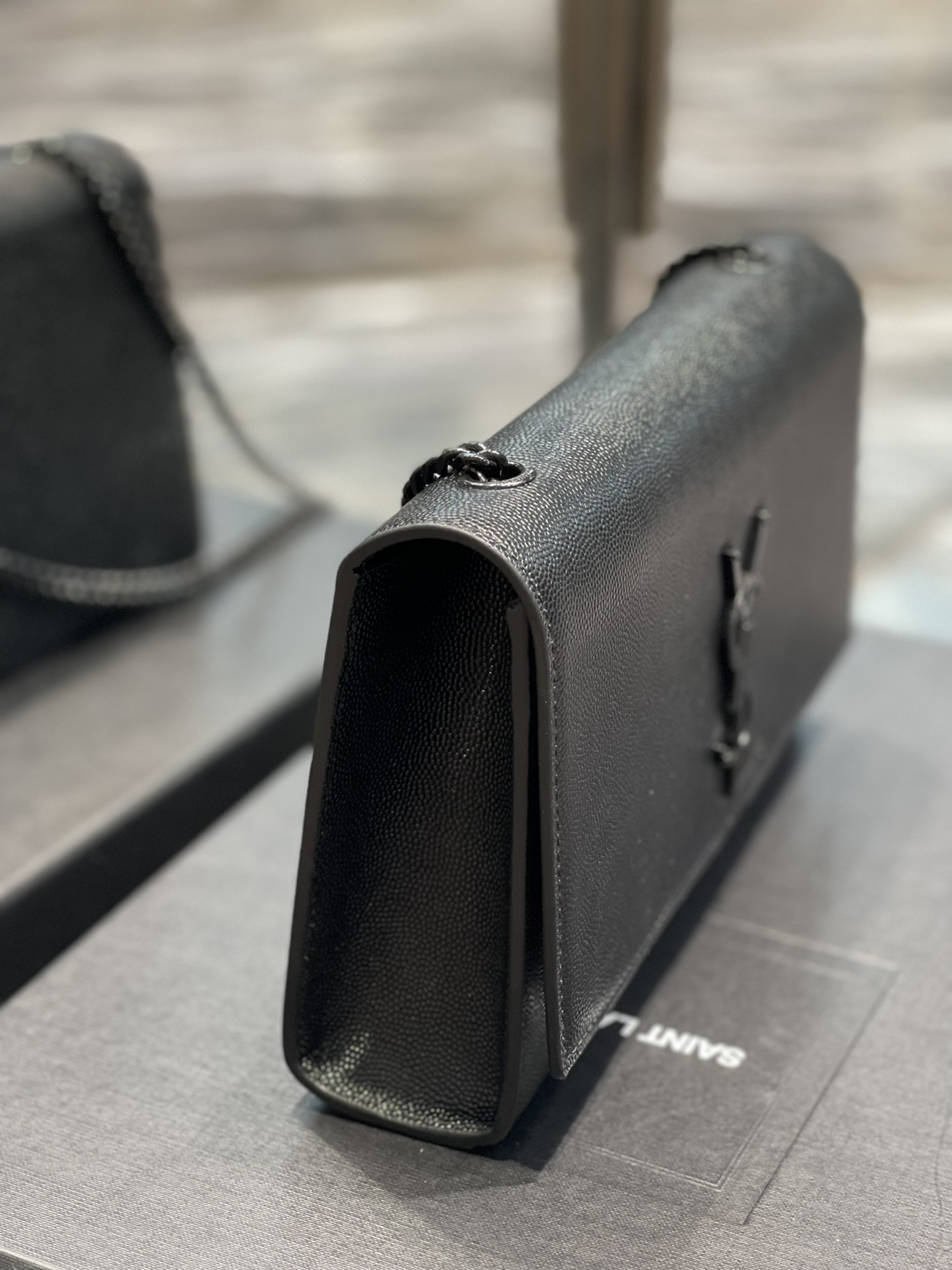 Y*L medium in grain de pouder embossed leather-24*14.5*5.5cm