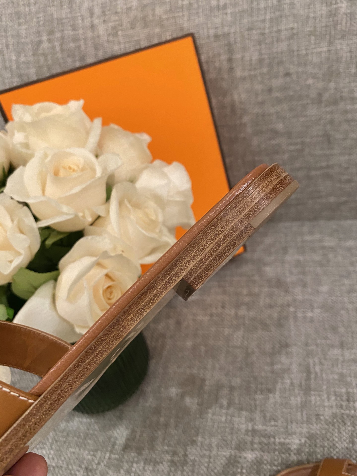 H**mes slippers in smooth leather