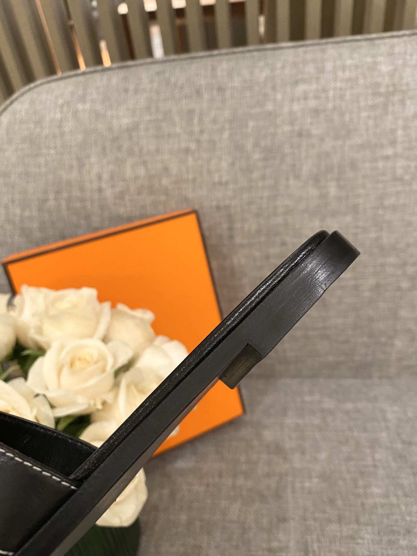 H**mes slippers in smooth leather