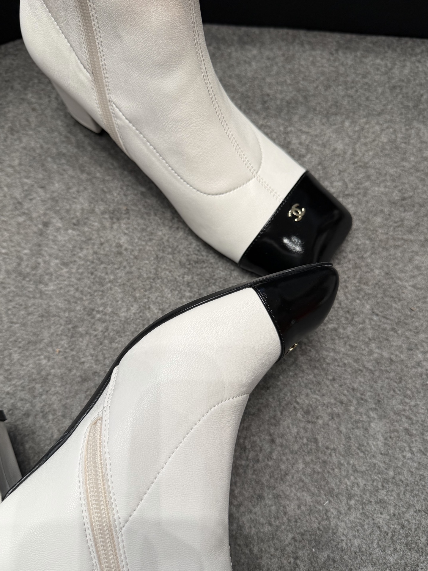 Ch@nel Stretch Lambskin Patent Boots
