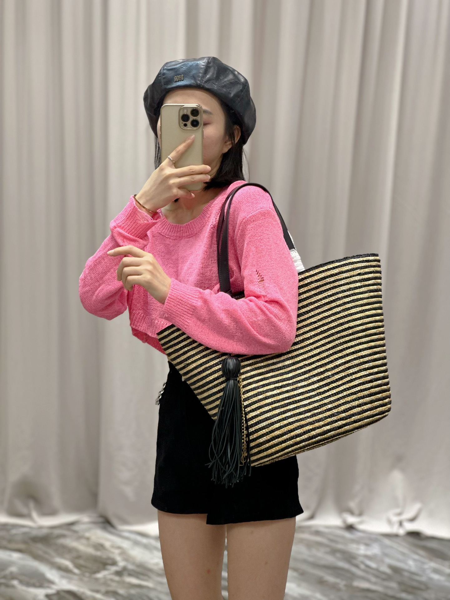 Y*L raffia rattan bag-30×28×15cm