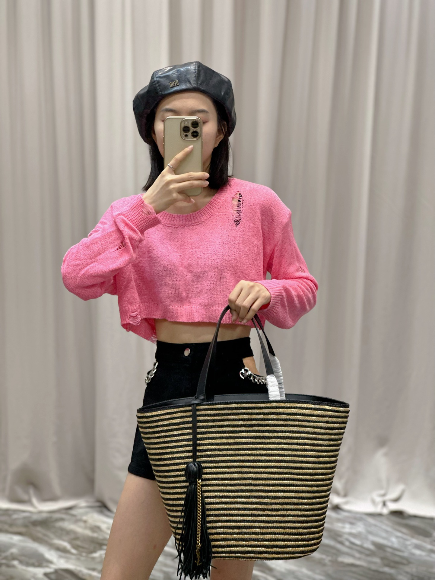 Y*L raffia rattan bag-30×28×15cm