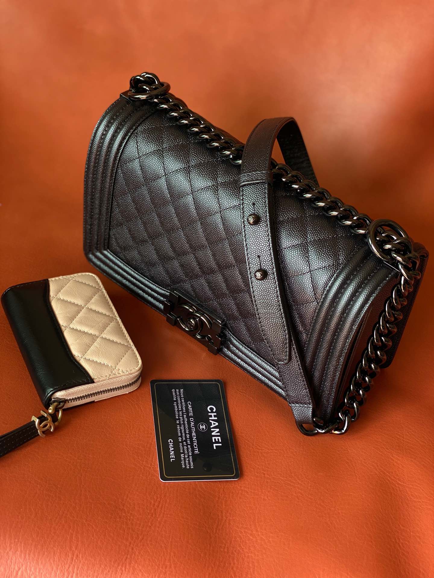 Ch@nel Boy Bag-Caviar-25CM