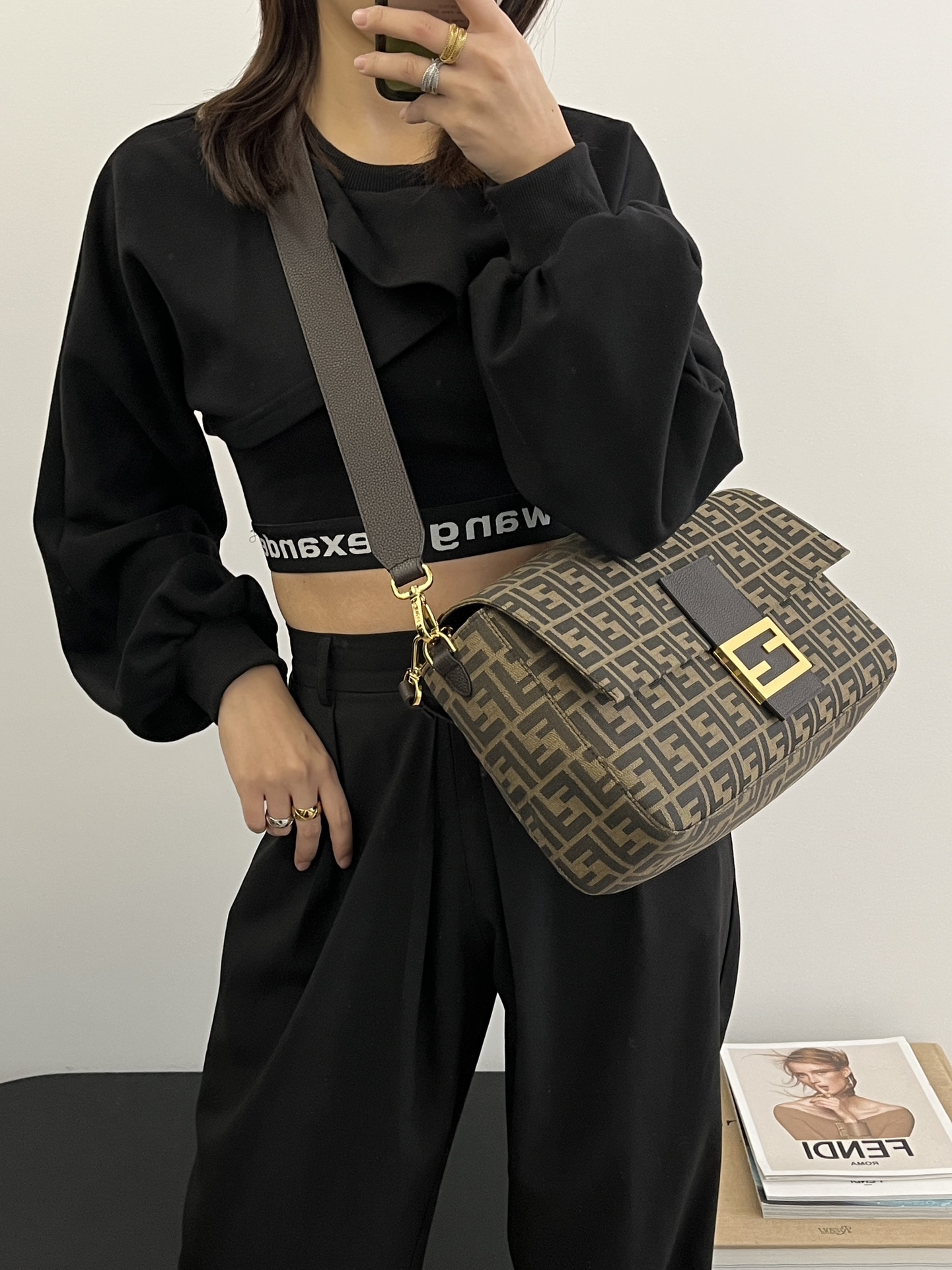 F**di large baguette bag-40x8x22cm