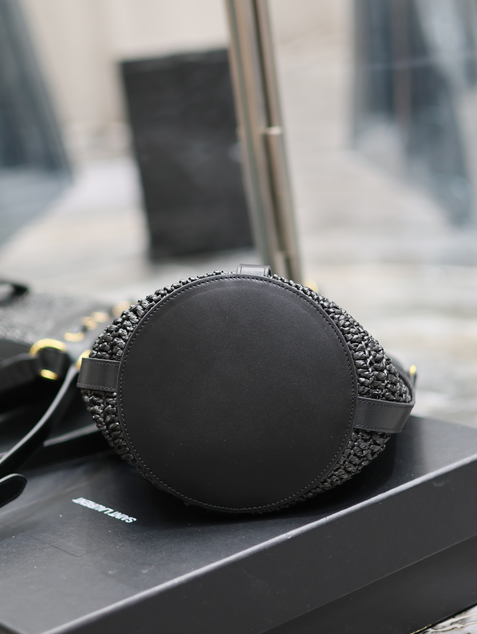 Y*L raffia straw craft bucket bag-22×15×15cm