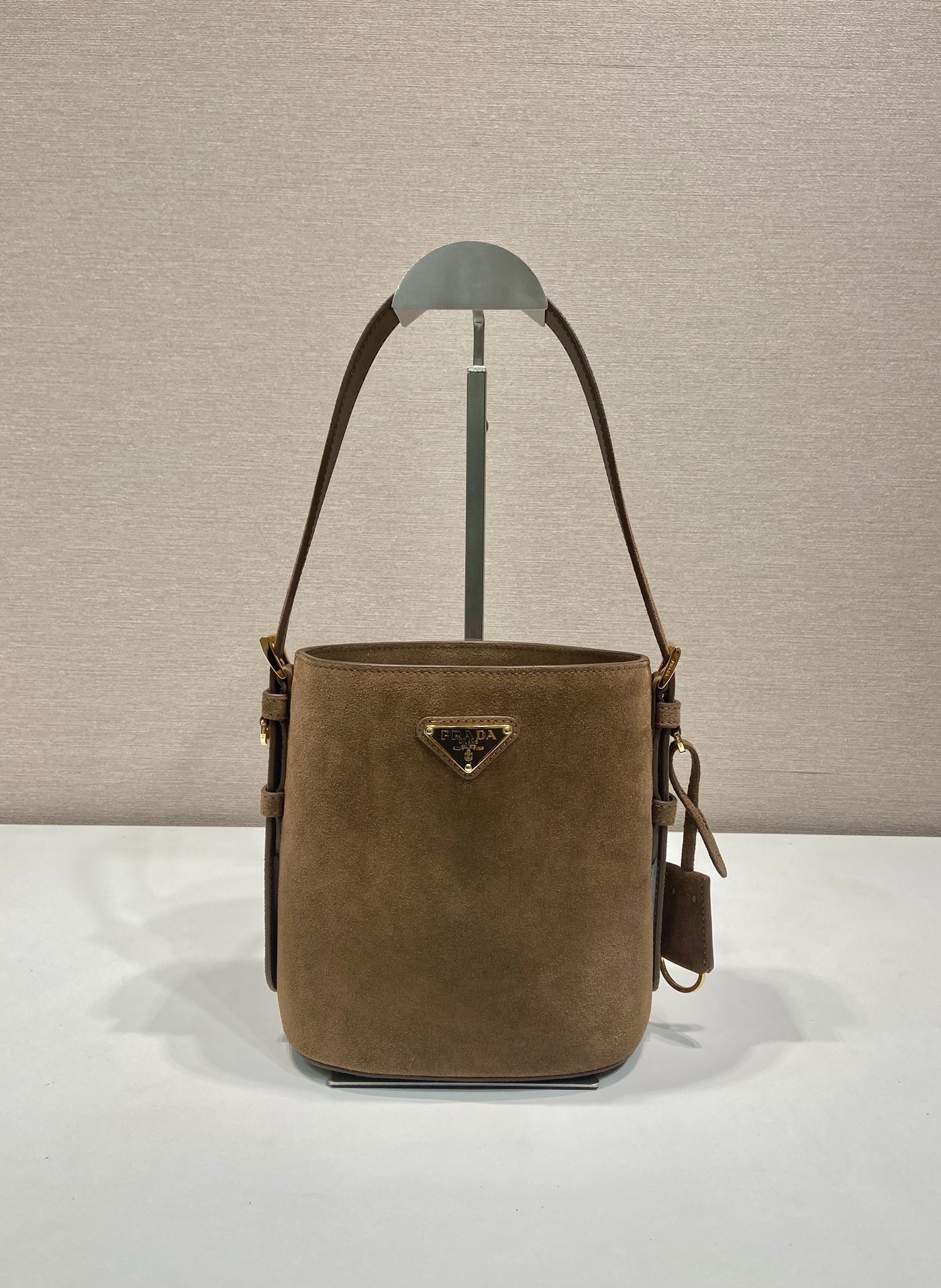 Pra*a cinnamon suede mini bucket bag-1be078a-31*18*10cm