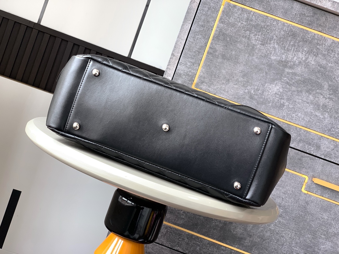 Ch@nel Black Quilted Cambon Ligne Large Flap Tote-33x24x11CM