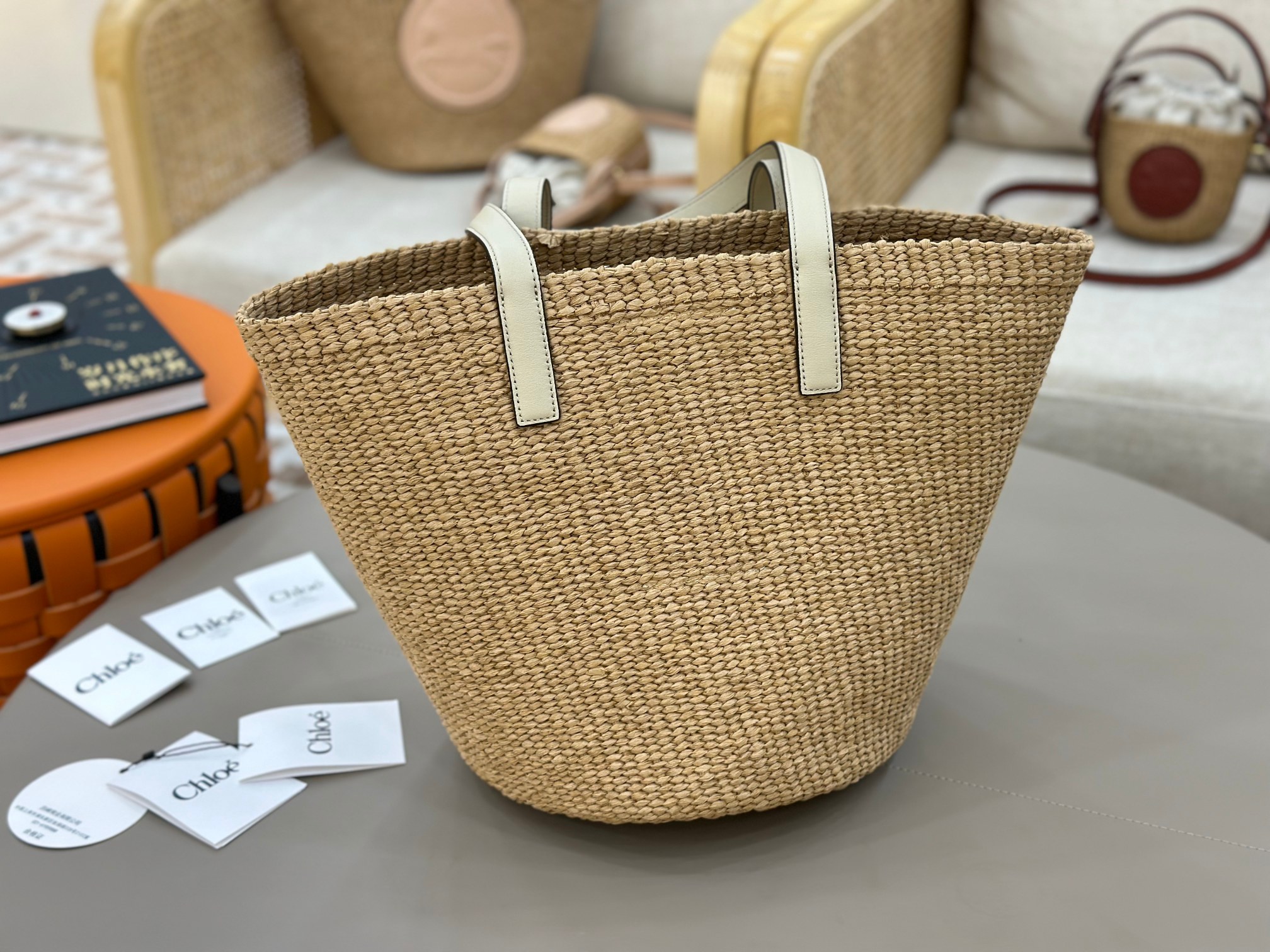 Chloé Horse Medal Basket In Natural Fibers-46*27*30CM