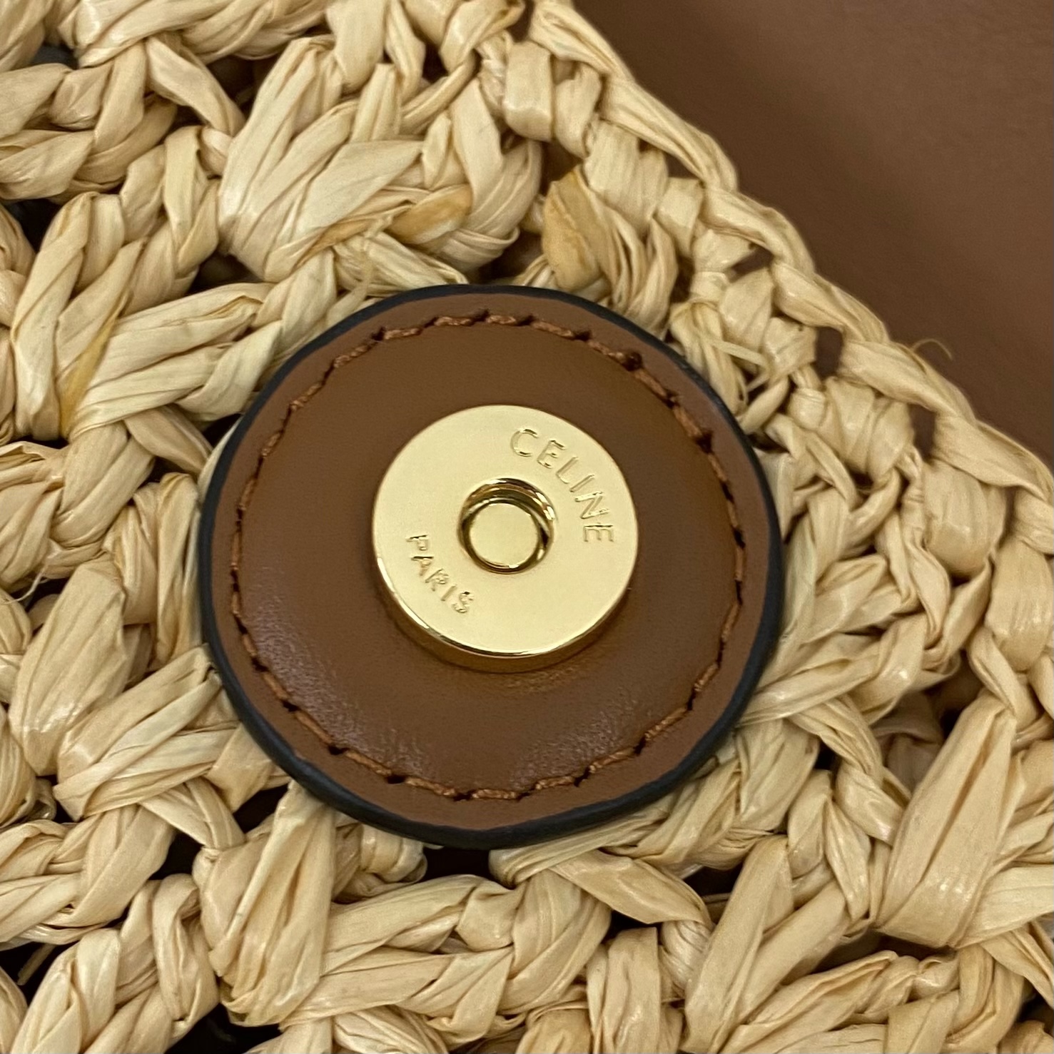 Ceili Cabas Triangle in Raffia and Calfskin-20*21*10CM