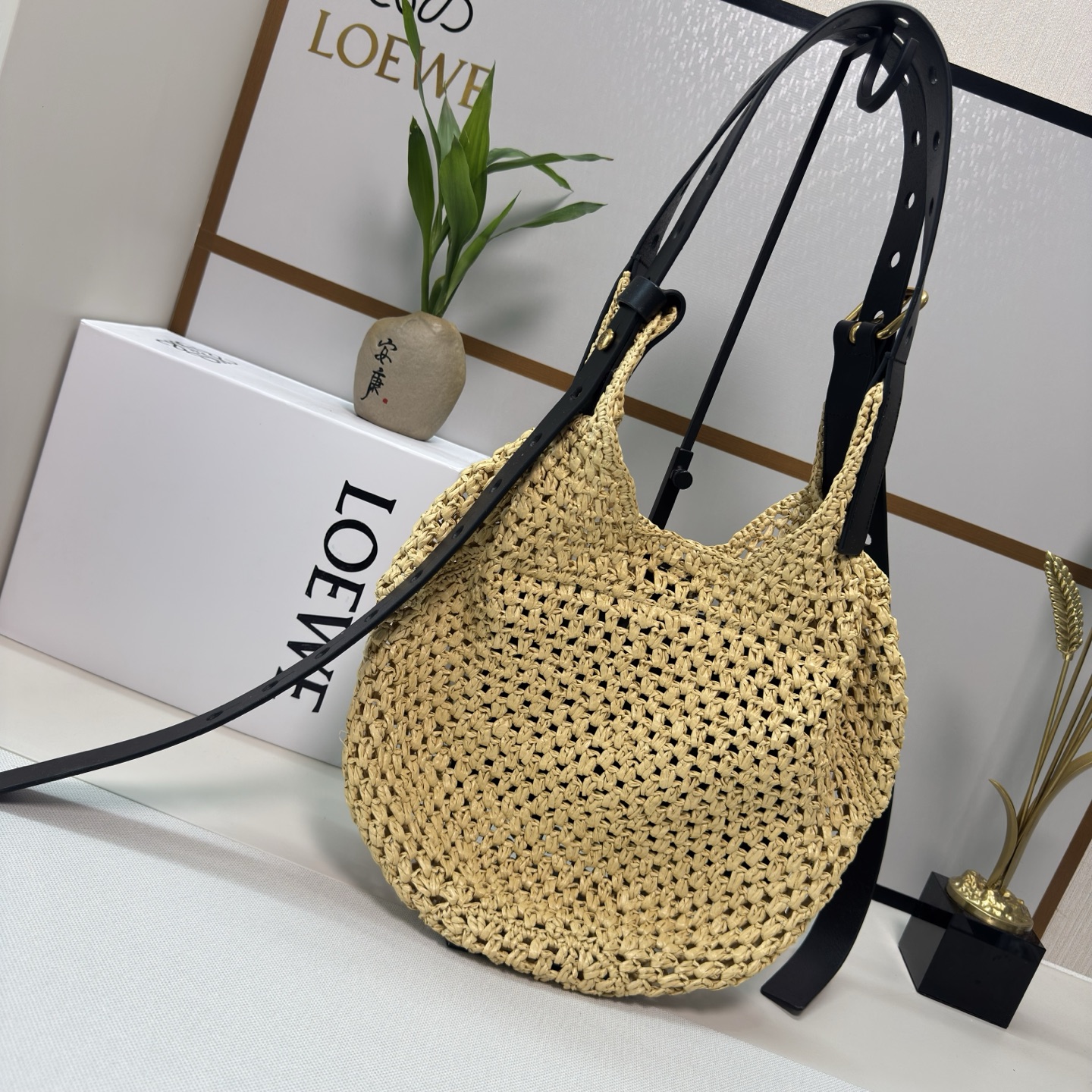Lo*we Punch Hole Hobo Bag-34*22*24CM