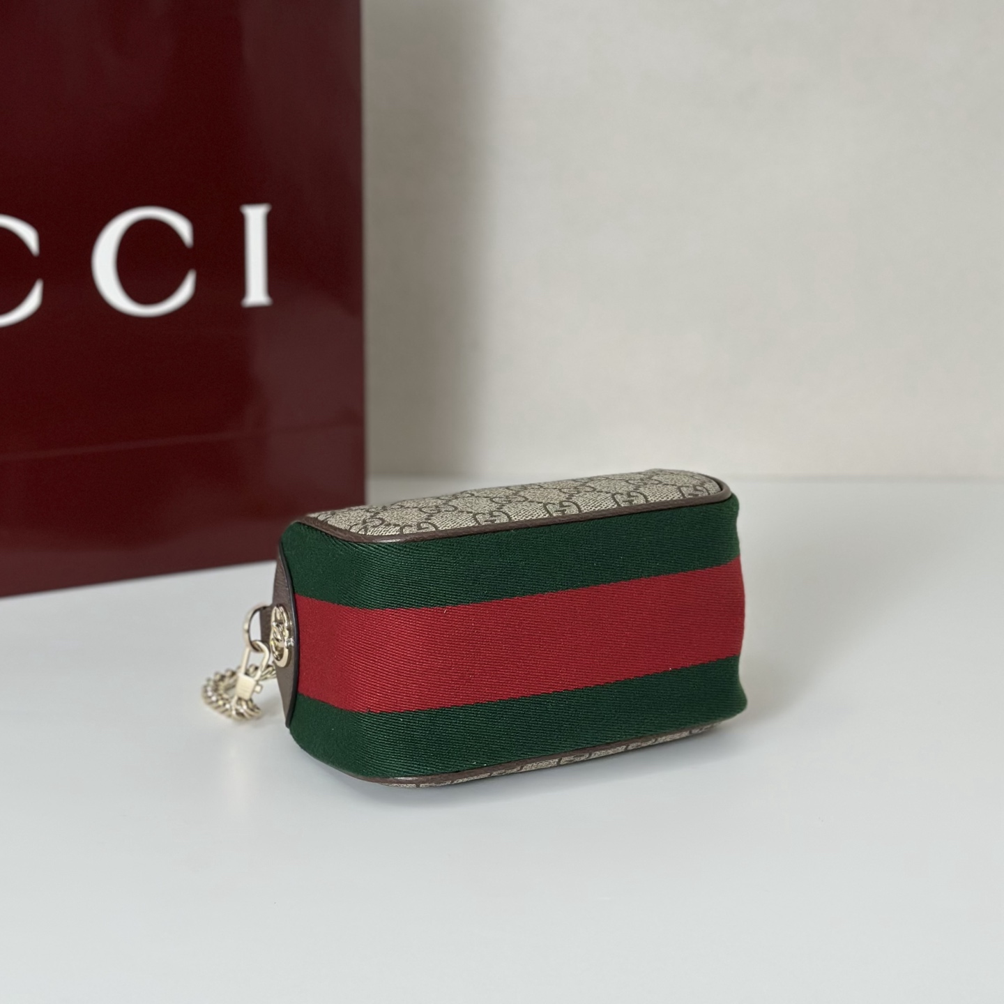 Gvc*1 ophidia mini bag in beige and brown gg fbric-16*10*8cm