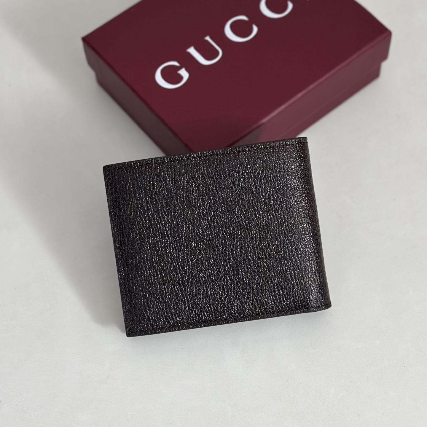 Guc*ci Lira Bi-fold Wallet In Dark Brown Leather-11*9CM