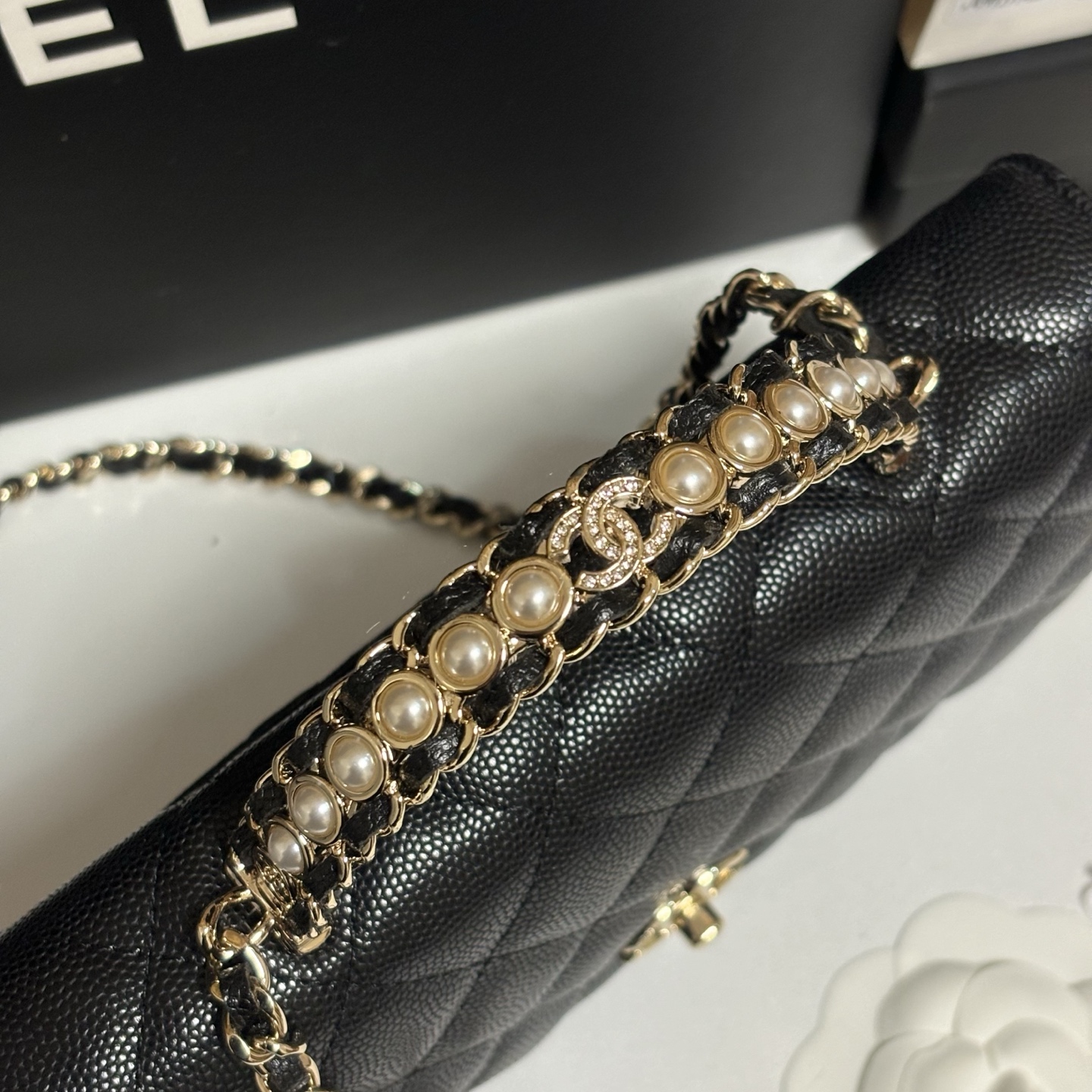 Ch@Nel Caviar Quilted Crystal CC Wallet On Chain-13*19.5*3.5CM