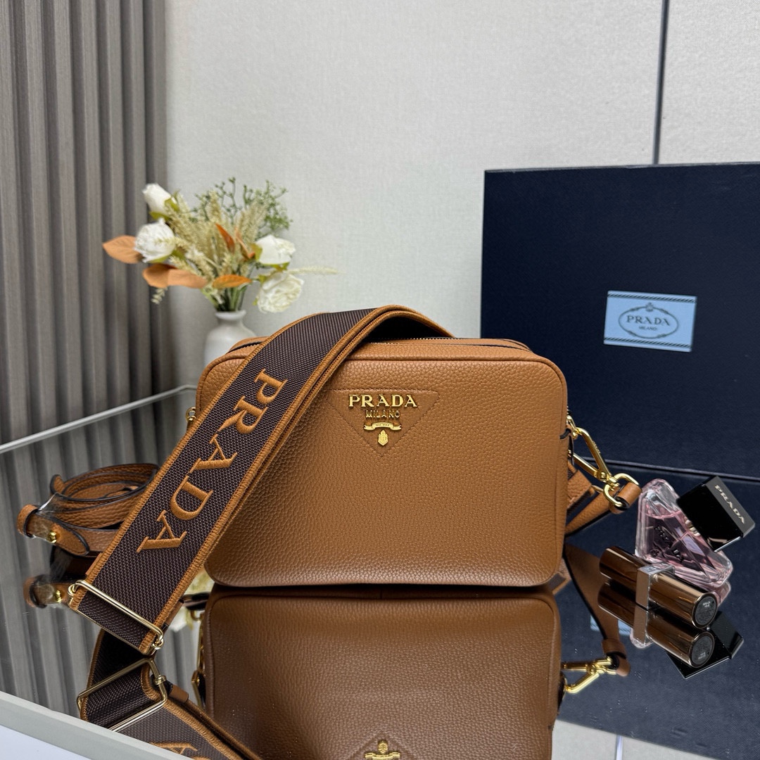 Pra*a Leather Shoulder Bag-1BH082-22*14*8CM