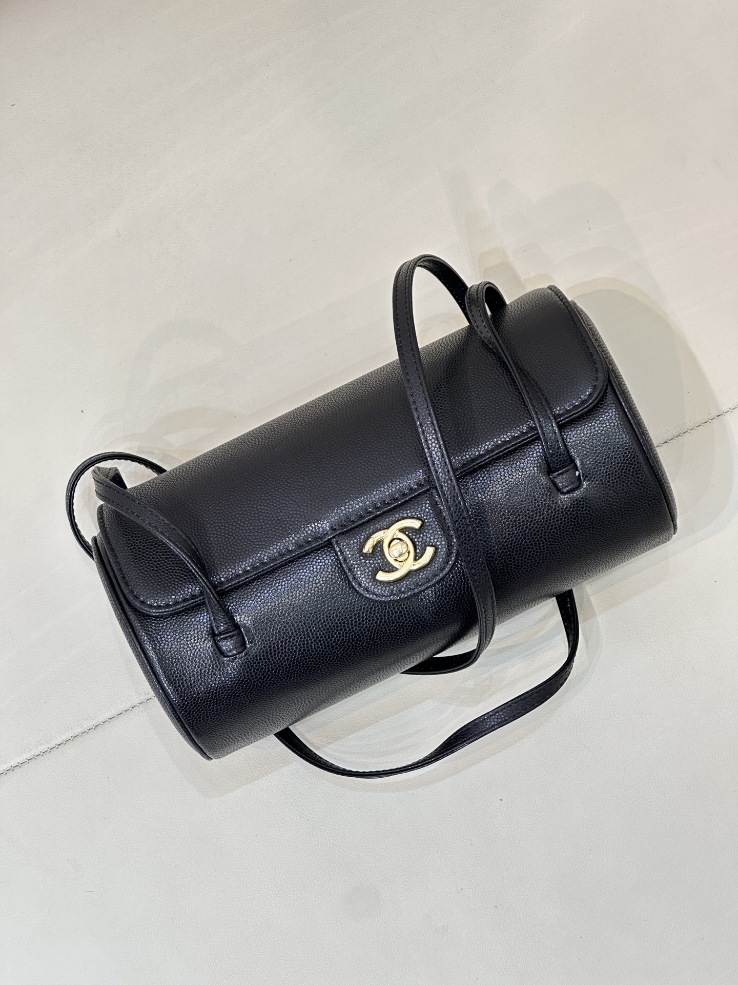 Ch@nel Shiny Caviar Preppy Coco Small Bowling Bag-20.5*10*10CM