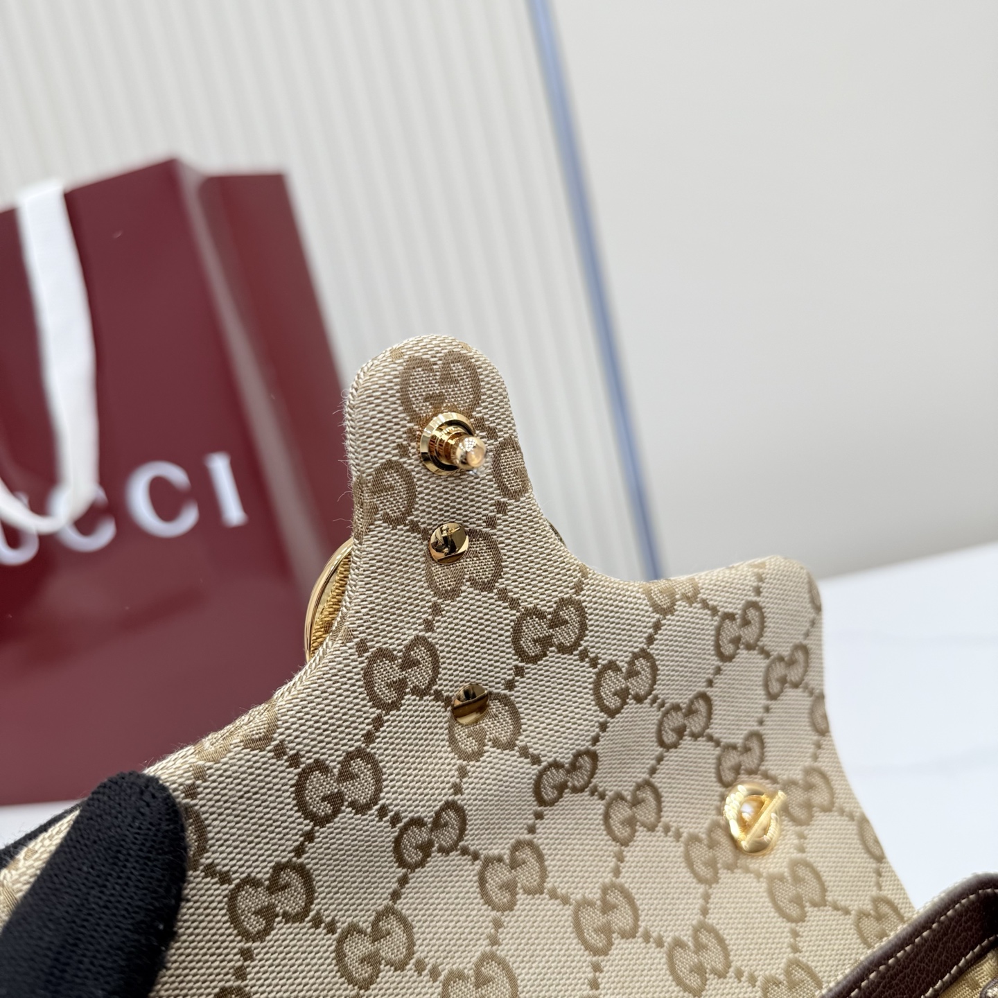 Gv*c* GG Marmont Mini Shoulder Bag In Sand And Brown GG-18.5*11.5*7CM