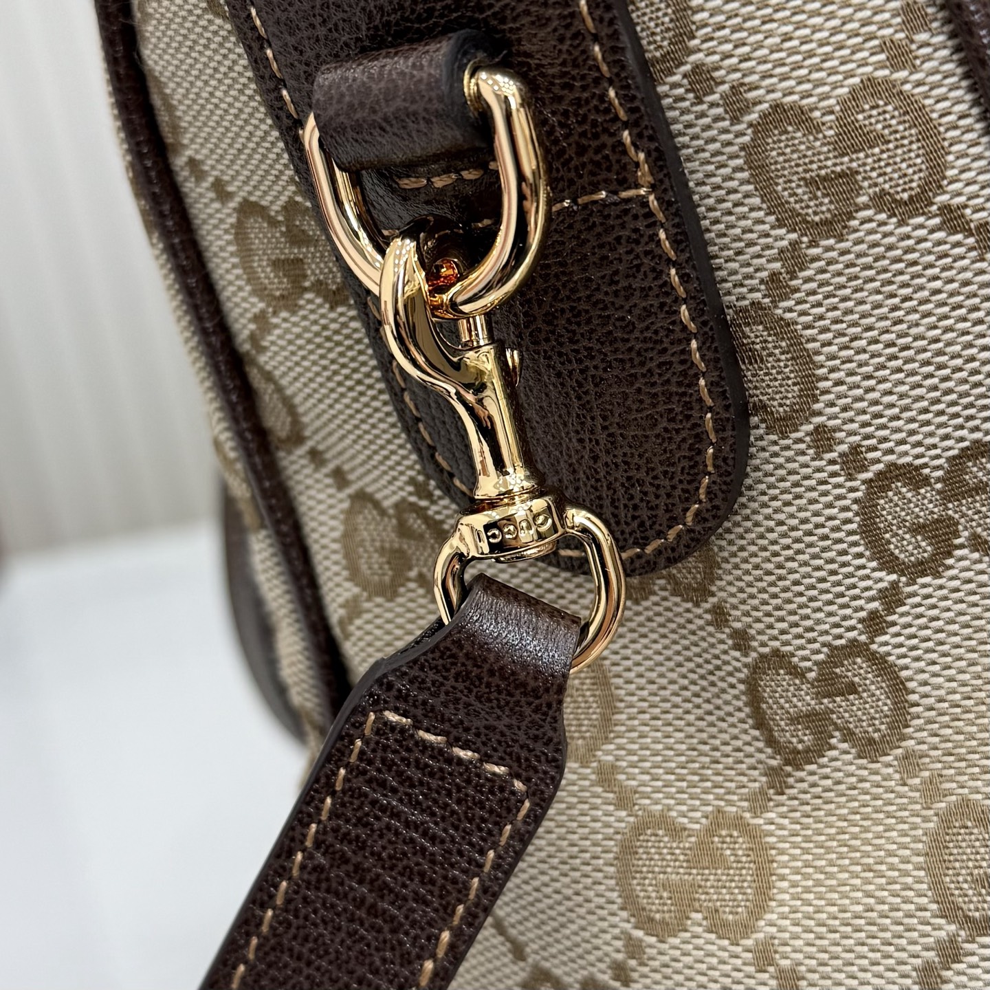 Gv*c* Borsetto Large Boston Bag In Sand And Brown GG canvas-38.5*22.5*13CM