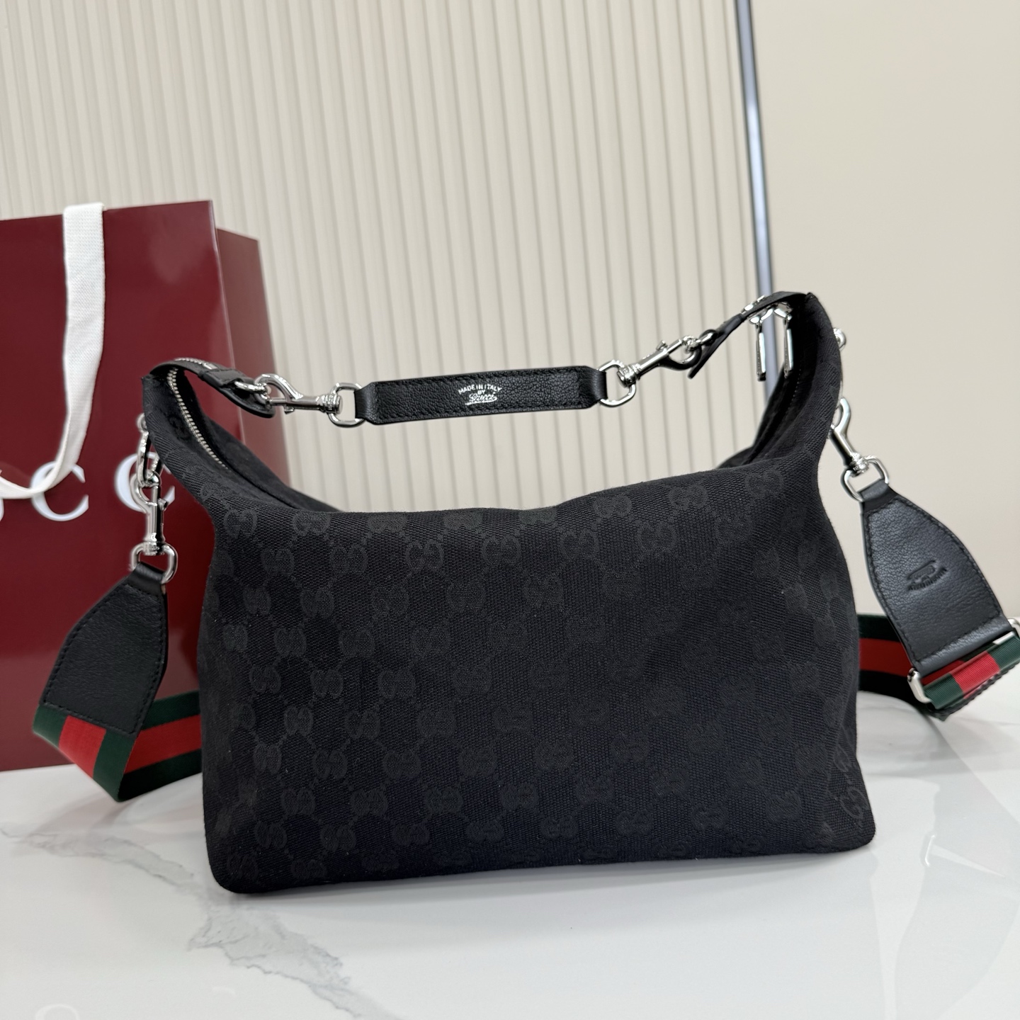 Gv*c* Brera Medium Crossbody Bag In Black Canvas-33*27*15CM