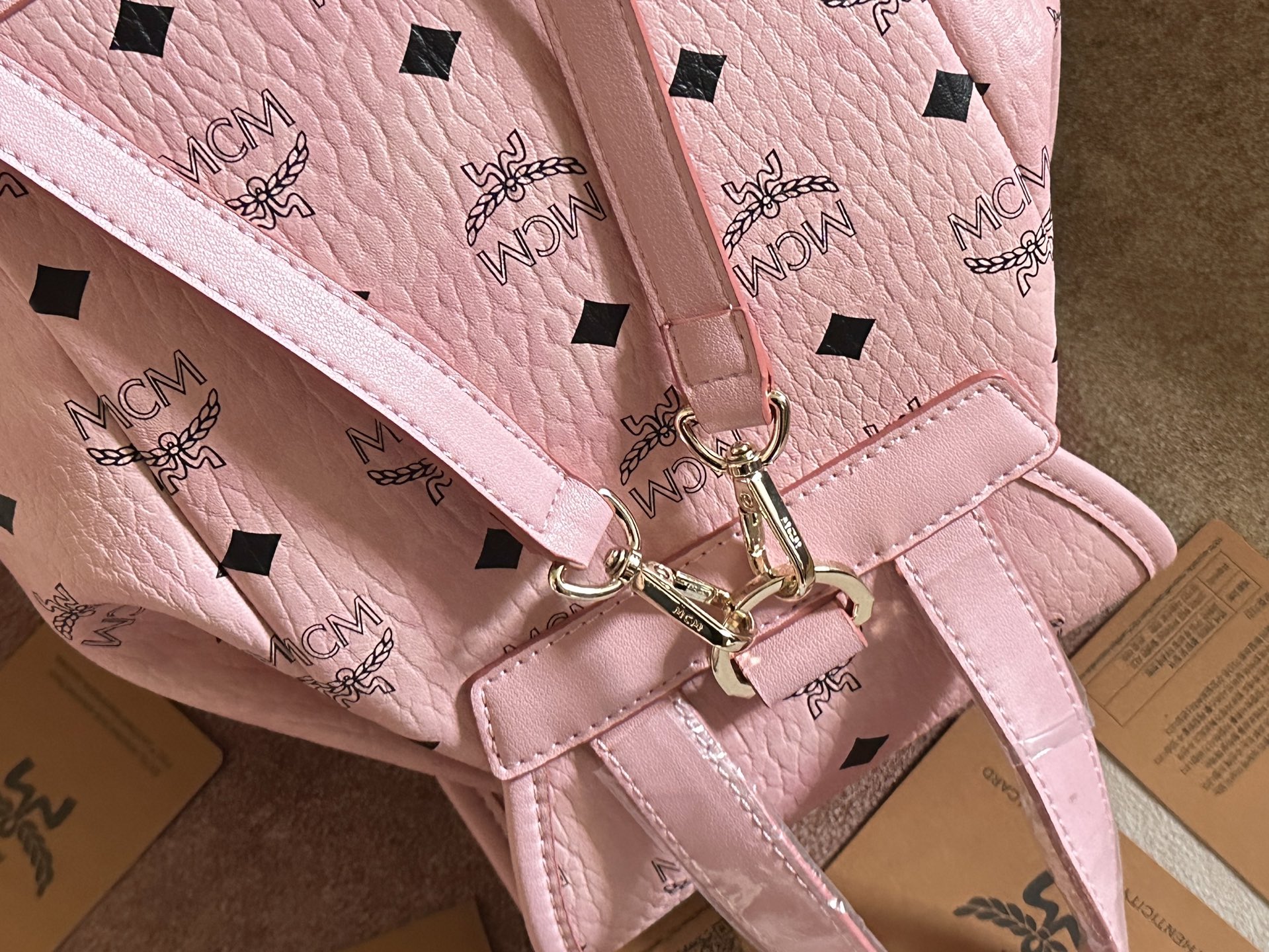 MCM Mini Aren Drawstring Backpack in Visetos-25x23x11CM