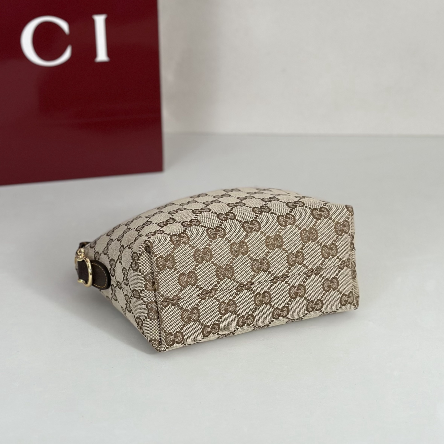 G*ucc* Brera Small Crossbody Bag In Sand And Brown GG Canvas-25.5*14*8CM