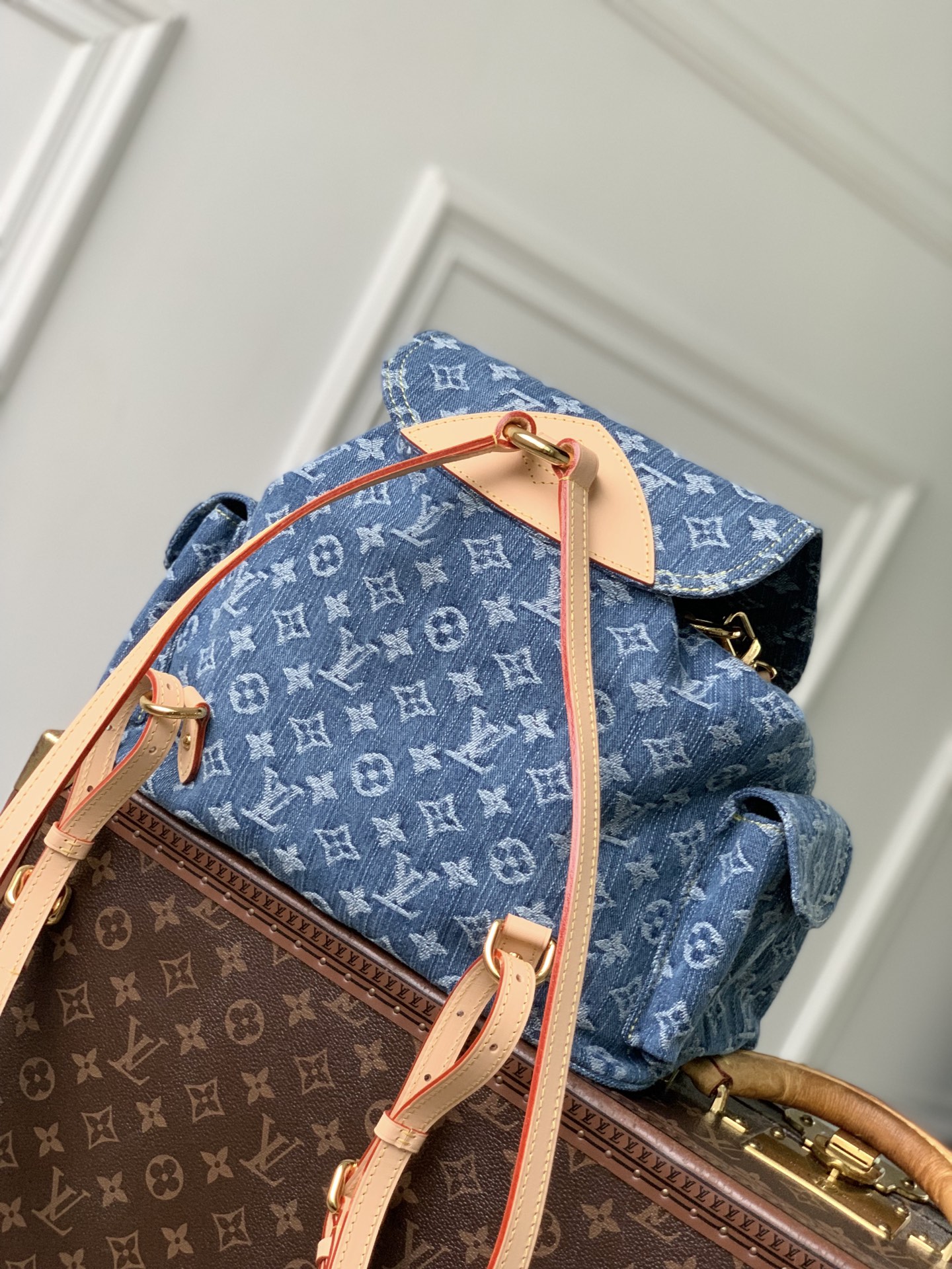 Lou*is Vvtt0n Denim Rendez-Vous Montsouris Cargo Backpack-M27330-32 x 30.5 x 16CM