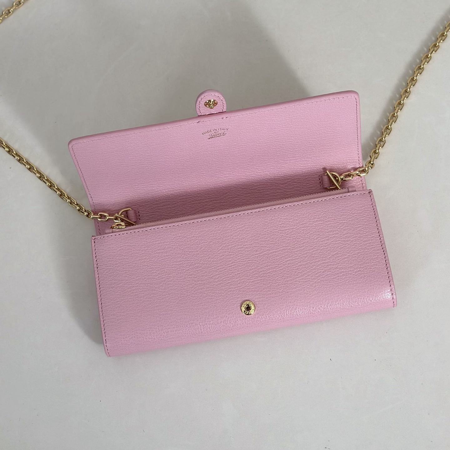 Guc*ci Jackie Wallet On Chain In Pink Leather-24*4*15CM