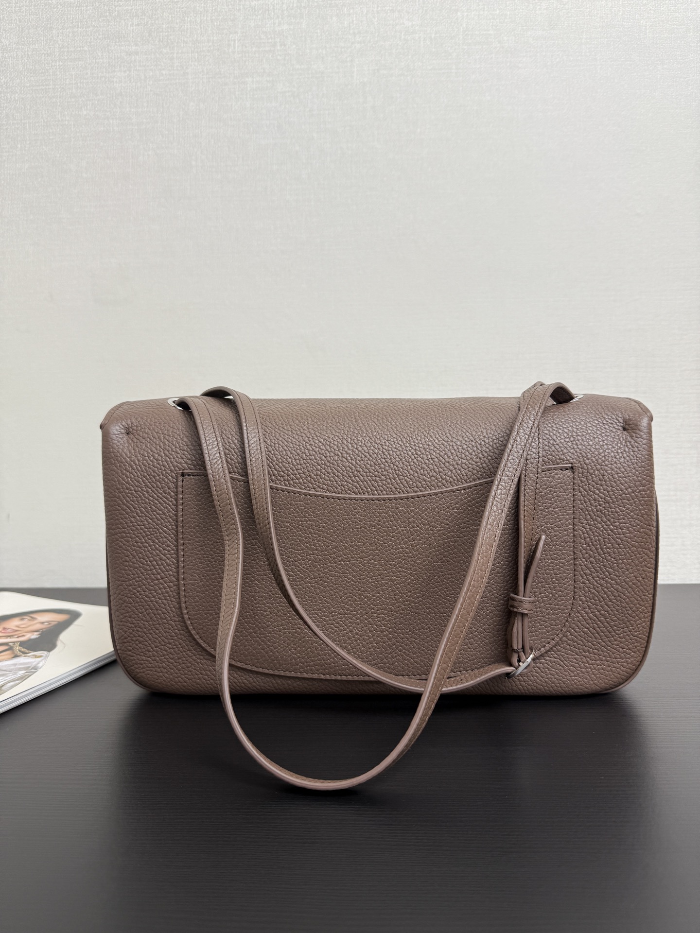 Cha*nel Grained Calfskin Small Souplissimo Maxi Flap-32CM