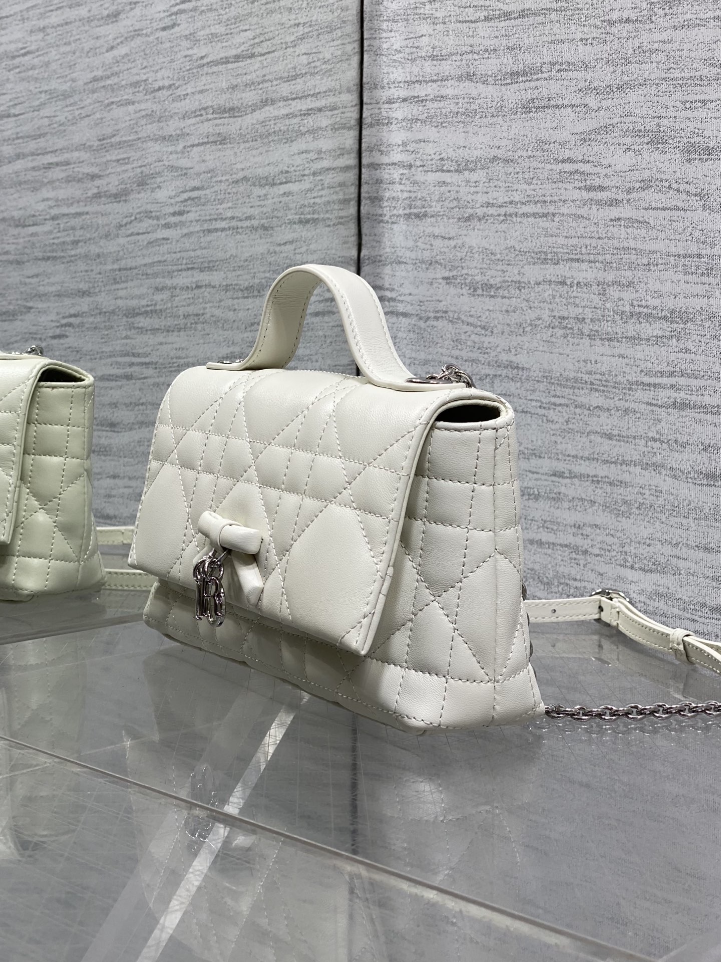 Diro Mini Bag with Chain Soupir Pink Macrocannage Lambskin-21*11.5*7CM