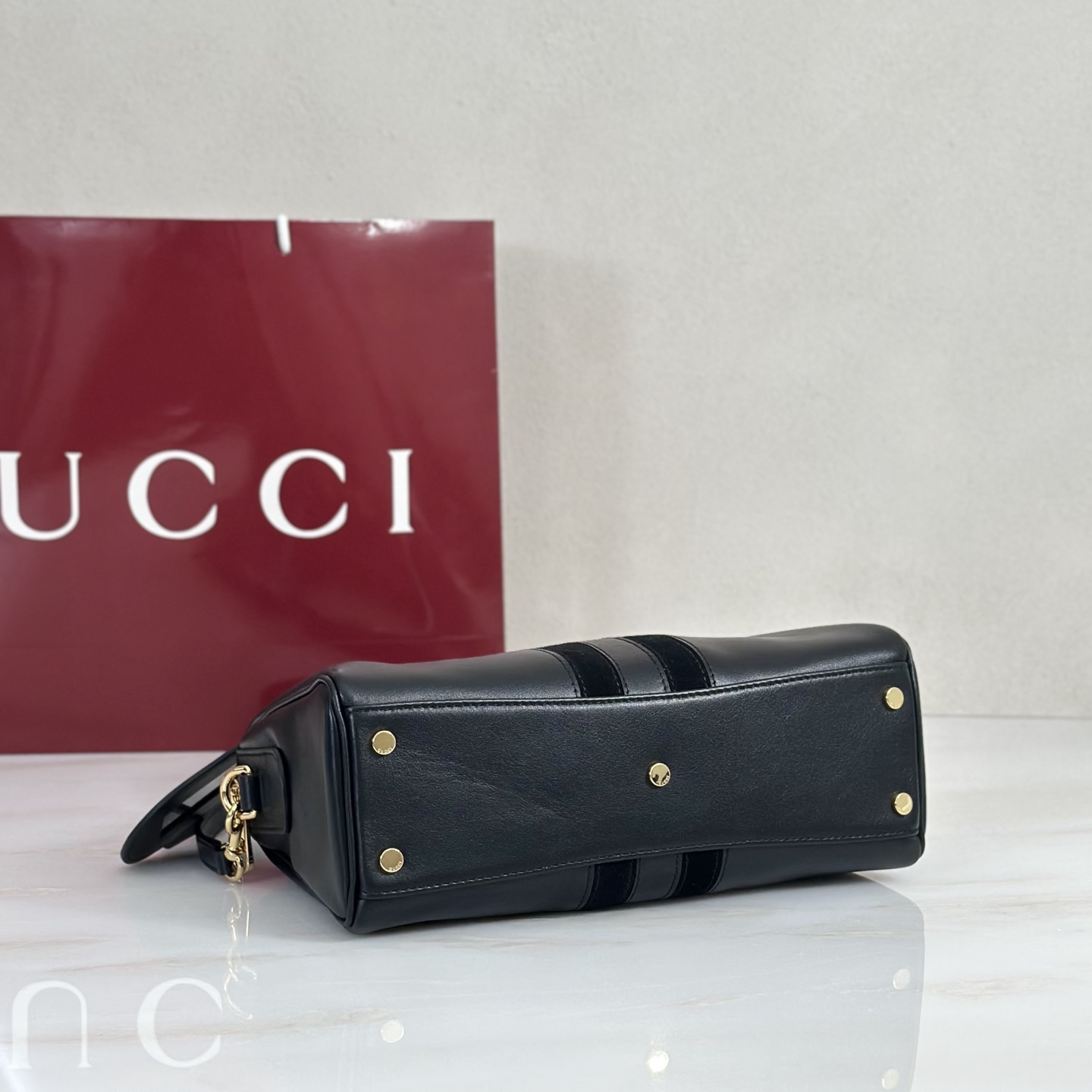 Gvc*1 Borsetto Medium Soston Bag In Black Leather-28*15*10CM