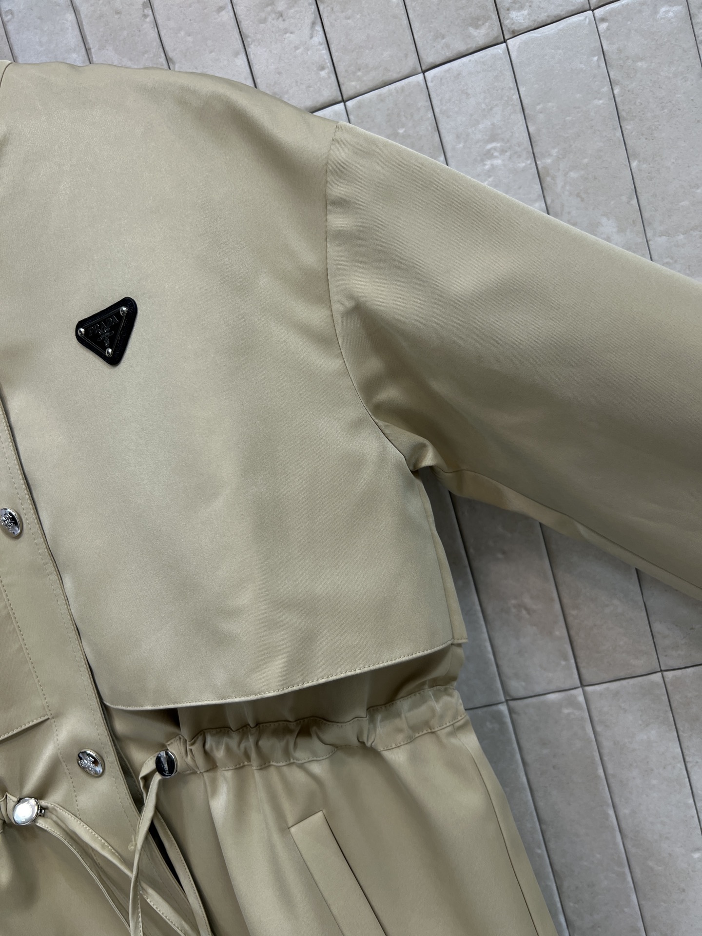 Prad* Khaki Stand-Collar Trench Coat